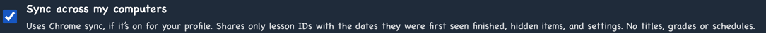 The setting: Sync across my computers.
